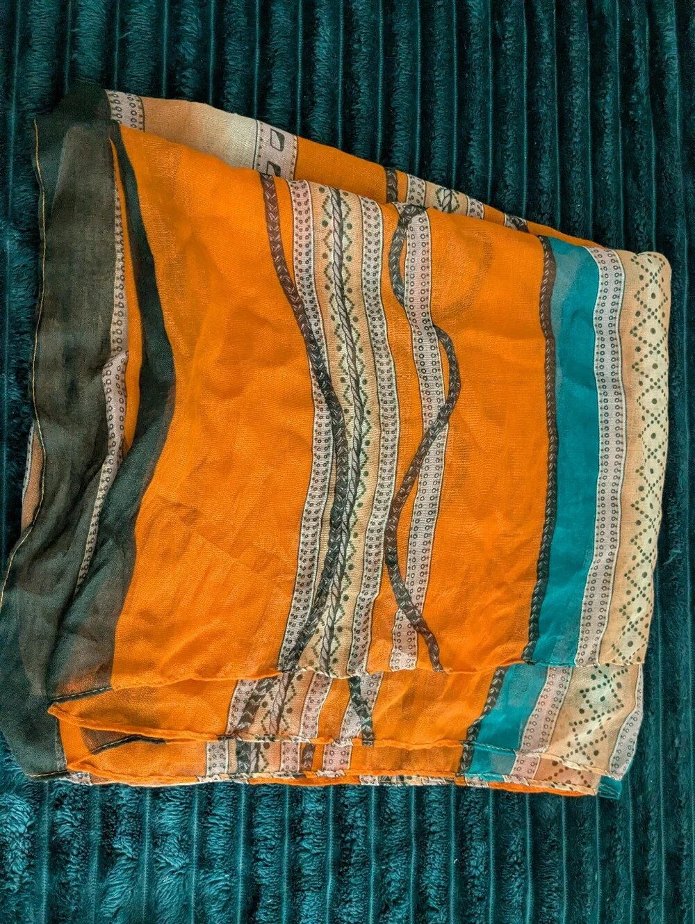 Orange and Teal Scarf  - Lightweight